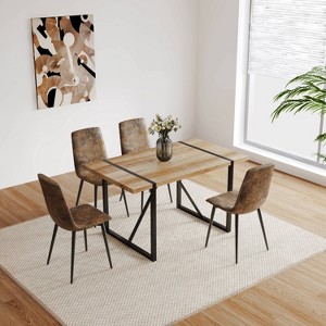 NicBex 55" Dining Table Set for 4 Modern Wood Colour Dining Table Metal Base with 4 Chairs for Dining Room - 1 of 4