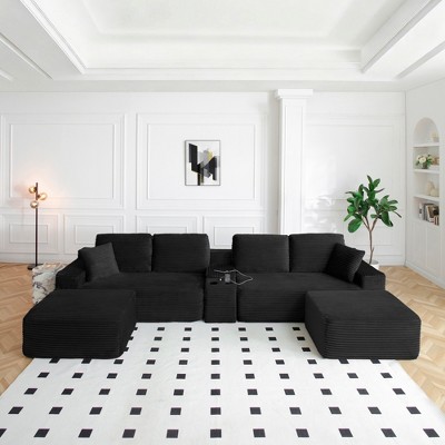 TIRAMISUBEST Oversized 5-Piece Sectional Sofa with 2 Ottomans