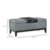 42" Rectangular Storage Ottoman Bench, Linen Fabric Coffee Table Ottoman with Removable Tray for Living Room, Entryway, or Bedroom - 3 of 4