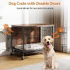 coucheta Heavy-Duty Wooden Kennel, Double-Door Dog House with Pull-Out Tray & Wheels Small Dog Sizes - 4 of 4