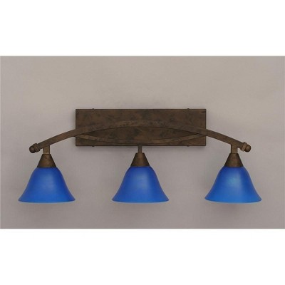 Toltec Lighting Bow 3 - Light Vanity in  Bronze with 7" Blue Italian Shade