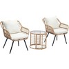 Ainfox 3 PCS Wicker Sofa Patio Bistro Set, Patio Furniture with Glass Top Table and Cushions - 3 of 4