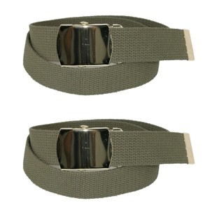 CTM Kids' Cotton Adjustable Belt with Brass Military Buckle (Pack of 2) - 1 of 3