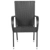 vidaXL Dining Chair Set of 4 PE rattan, powder-coated steel - Black 4 - 3 of 4