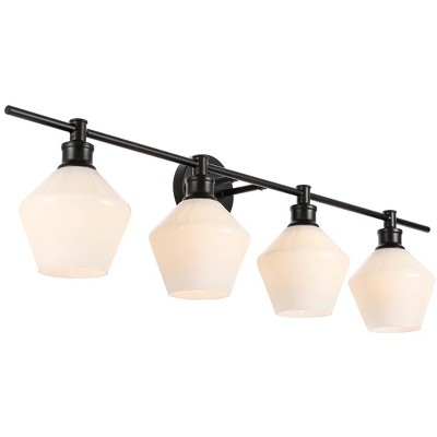 Gene 4-Light Brass and Frosted White Glass Dimmable Wall Sconce