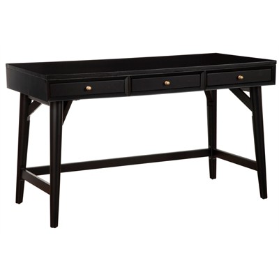 Flynn Large Wood 3 Drawer Desk in Black - Alpine Furniture