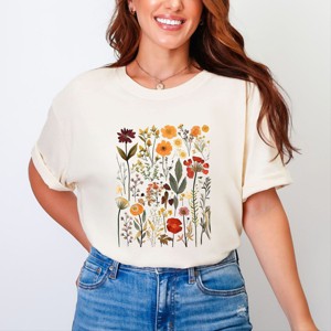 Simply Sage Market Women's Vintage Pressed Flowers Short Sleeve Garment Dyed Tee - 1 of 4