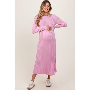 Pinkblush Pink Thick Ribbed Knit Maternity Maxi Sweater Dress - 1 of 4