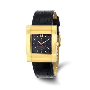 Black Bow Jewelry Charles Hubert Ladies IP-plated Stnlss Leather Band 29x35mm Watch - 1 of 3