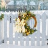 24" Christmas Wreath for Front Door, Prelit Christmas Wreath with Lights, Red Gold Ball Ornaments, Pine Cones &Bow for Fireplace Home Holiday Decor - 3 of 4