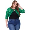 Agnes Orinda Women's Plus Size Shrug 3/4 Sleeves Lace Tie Neck Crop Bolero Cardigan - 3 of 4