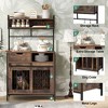 KWPZQEB Rustic Dog Crate Side Cabinet, Farmhouse Dog Crate Furniture with Drawer & Open Storage, Pet Side Cabinet Organizer with Sliding Barn Door - 4 of 4