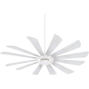 65" Minka Aire Modern Outdoor Ceiling Fan with LED Light Remote Control Textured White Ash Wood Wet Rated for Patio Exterior Porch - 1 of 4