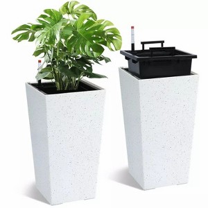 2 Pack Tall Planter with Drainage Holes＆Water Level Monitor＆Inner Bucket - 1 of 4