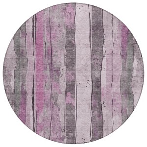 Pink And Gray Striped Washable Indoor Outdoor Area Rug - 1 of 4