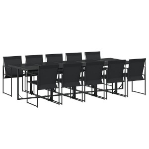 vidaXL Patio Dining Set Table and Chair Garden Outdoor Furniture Black Textilene - 1 of 4
