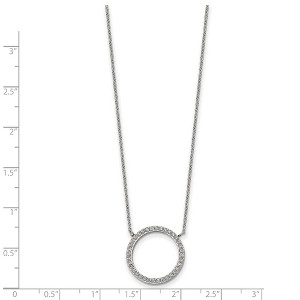 Chisel Stainless Steel Polished Cubic Zirconia Open Circle Pendant Necklace 17" Cable Chain with a 2.5" Ext - 1 of 3