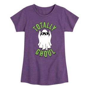 Girls' - Instant Message - Halloween Ghost Totally Ghoul Fitted Short Sleeve Graphic T-Shirt - 1 of 4
