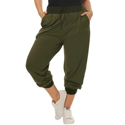 Women Plus Size Drawstring Waist Contrast Color Jogger Pants 3X