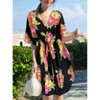 LA LEELA Women's House Daily Routine Evening Wear Holiday Casual Loungewear Relaxed Fit Caftan Mini Casual Sundress for Women 2X-3X Pink, Floral - 2 of 4