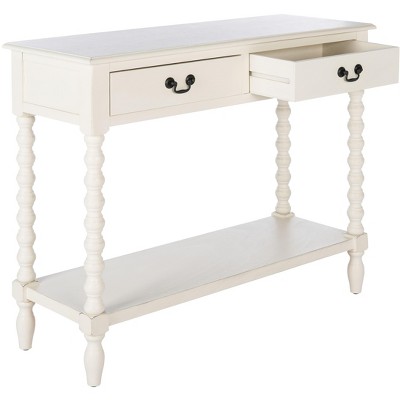 Athena Distressed White Wood 2-Drawer Hallway Table