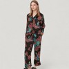 Anna-Kaci Lounge Women's Woven Two-Piece Pajama Set with Tropical Bird and Botanical Print Long Sleeve Top and Relaxed Fit Pants - 2 of 4