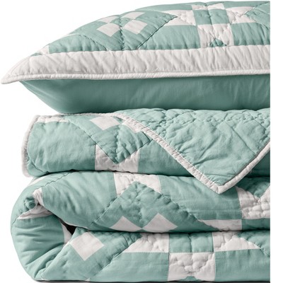 Twin Green Cotton Barn Star Quilt