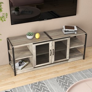 COZONY Farmhouse TV Stand with Storage Cabinets – Rustic Wood Entertainment Center & Media Console for Living Room - 1 of 4