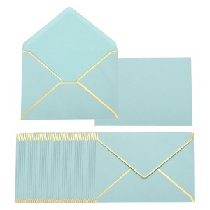 Unique Bargains Thick Paper Greeting Card A7 Envelopes with Gold Border 5" x 7" 200 Pcs - 1 of 4