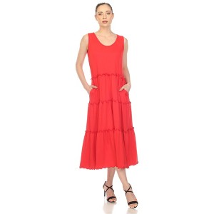 Women's Scoop Neck Tiered Midi Dress - White Mark - 1 of 4
