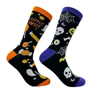 Crazy Dog T-Shirts Women's A Little Scary A Little Sweet Socks Funny Sarcastic Halloween Novelty Footwear - 1 of 4