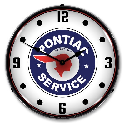 Collectable Sign & Clock | Pontiac Service LED Wall Clock Retro/Vintage, Lighted