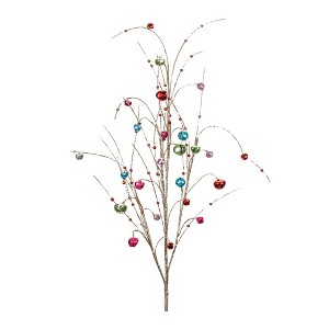 Jingle Bell Spray Set of 2 Gold and Red Holiday Stems 42 Inch Height Christmas Decor By Melrose - 1 of 3