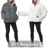 Tirrinia Leopard Fleece Hooded Jacket for Women, Super Soft Comfy Plush Reversible Casual Winter Blanket Warm Jackets Hoodie Cheetah Sweatshirt - 3 of 4