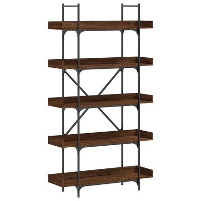 vidaXL 5-Tier Engineered Wood Bookcase in Brown Oak - Spacious Storage for Books and Decor in Home Office, Living Room or Bedroom