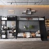 TIRAMISUBEST Twin/Twin XL Bunk Bed & Loft Bed, Metal Triple Bed Frame with Slide, L-Shaped Desk & Storage Shelves - 3 of 4