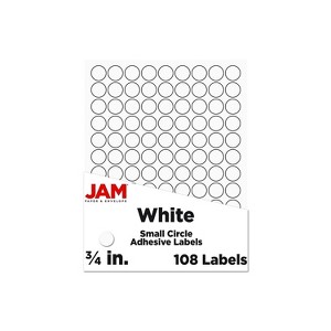 JAM Paper Circle Round Label Sticker Seals 0.75 Inch Diameter White 108/Pack 3147612190 - 1 of 4