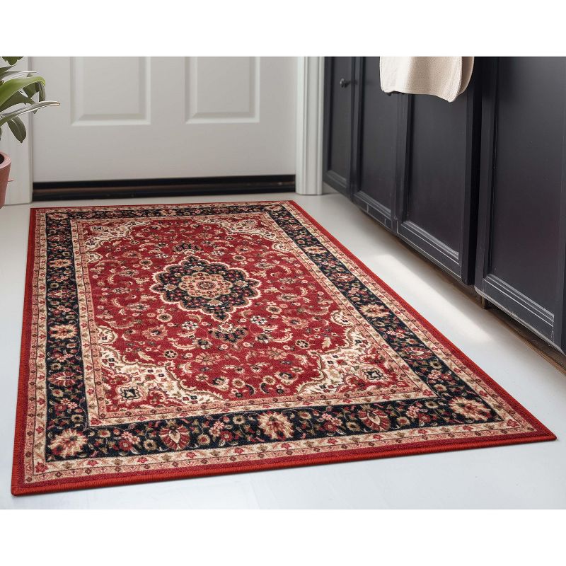 Well Woven Kings Court Gene Non-Slip Oriental Medallion Area Rug - Entryway, Kitchen & Laundry Room -Machine-Washable, Low Looped Pile, 4 of 10