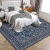 Acekool Washable Area Rug, Vintage Boho Floral, Non-Slip Low Pile Carpet for Living Room, Bedroom, Nursery, Playroom, Dining Room - 4 of 4