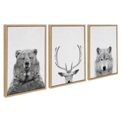 Kate And Laurel Sylvie Bear Deer And Wolf Framed Canvas By Simon Te Of 