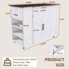 JUJABU 46" White Kitchen Island Cart with Power Outlet, Storage Drawer, Adjustable Shelf & Wood Top - 4 of 4