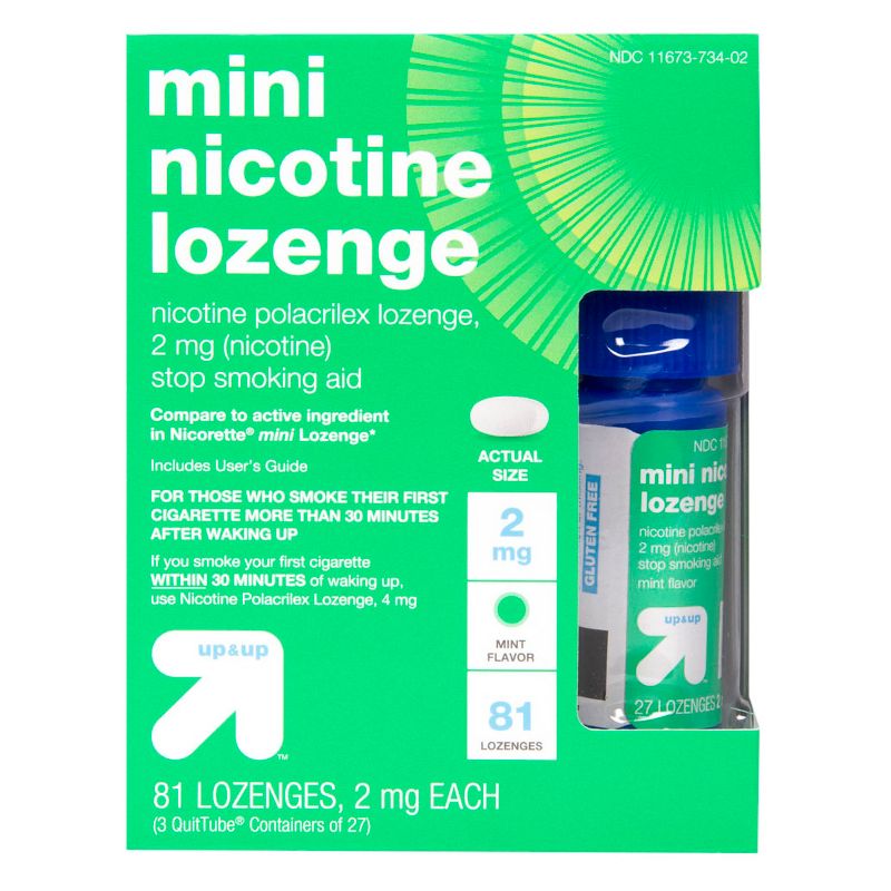 Nicotine 2mg Mini Lozenge Stop Smoking Aid - Mint - 81ct - up &#38; up&#8482;, 1 of 3
