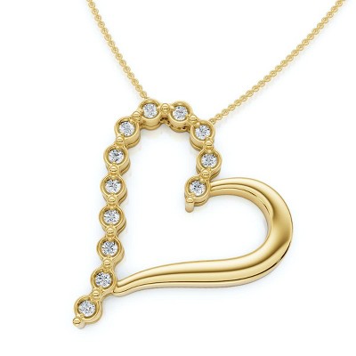 Pompeii3 Diamond Heart Pendant Gold Necklace Lab Created 18"