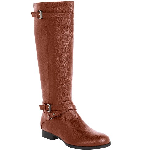 Comfortview Women s Wide Width The Janis Regular Calf Leather Boot 7 1 2 WW Cognac