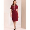 Allegra K Women's Work Business Round Neck Tweed Trim Short Sleeve Sheath Dress - 4 of 4