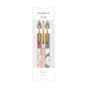 3pk Ballpoint Pens Retro 1mm Black Ink - Ivory Paper Co: Art Stationery, Office Supplies, 3 Count, 1.0mm Point Size - 1 of 4