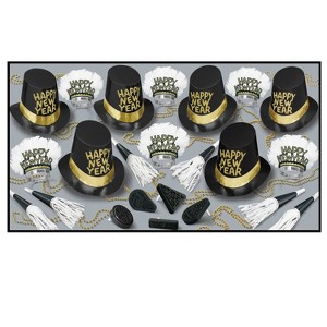 Beistle New Year Midnite Hour Assortment Contains 125 items for your party of 50 guests Gold - 1 of 2