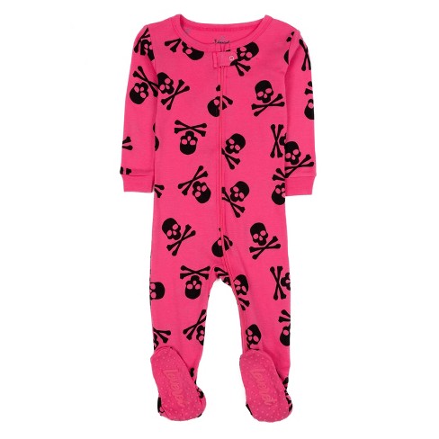 Leveret Footed Cotton Pajamas Pink Skulls 6 12 Month Target