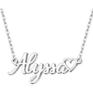 Personalized Name Necklace Sterling Silver Custom Jewelry Gift for Women Heart Name Necklace 1-Silver - 1 of 4