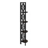 Alilang 15.50 Inch Corner Shelf Unit with Intricate Metal Design and Wooden Shelves - Espresso - 4 of 4